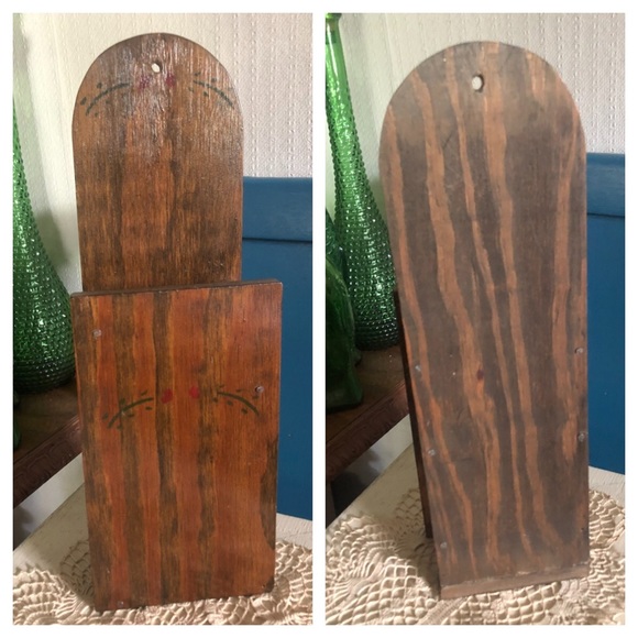 Vintage Other - Primitive Wooden Matchstick Holder